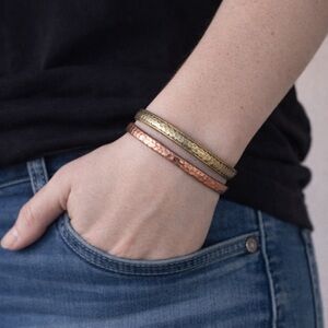 Elegant Gold and Copper Bangle Set